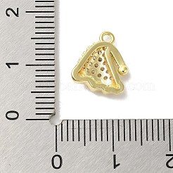 真鍮製マイクロパヴェキュービックジルコニアチャーム  クリスマスの帽子  ゴールドカラー  12x9.5x3mm  穴：1.4mm&nbsp;KK-P278-08G
