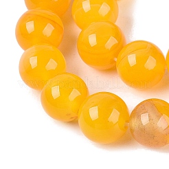 染め加工天然石瑪瑙ビーズ連売り  スムーズなラウンド  ゴールド  11~12mm  穴：0.8~1mm  約33個/連  15.16~15.55インチ（38.5~39.5cm）&nbsp;G-Q606-12MM-A01