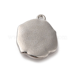 304ステンレスペンダント  ステンレス鋼色  花柄  フラットラウンド  16x13.5x3mm  穴：1.2mm&nbsp;STAS-D049-03A