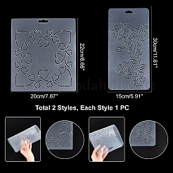 2シート2スタイルプラスチック製描画ペイントステンシルテンプレート  ホワイト  1枚/スタイル&nbsp;DIY-CA0001-86
