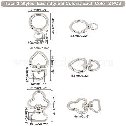 12スタイルの合金製スイベルクラスプ3個  バッグ交換用アクセサリー  リング＆ハート＆プラムフラワー  ミックスカラー  4個/スタイル&nbsp;FIND-WR0003-61