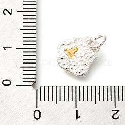 スターリングシルバーのザキラムチャーム925個  丸カン付き  ゴールデン＆シルバー  12x11x1.5mm  穴：3.5mm&nbsp;STER-L066-02GS