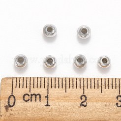 メッキプラスチックアクリルラウンドビーズ  銀メッキ  4mm  穴：1mm  約14000PCS / ponud&nbsp;PACR-L003-4mm-S