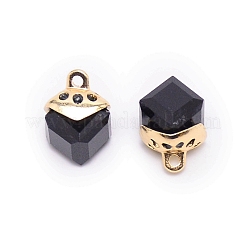 ガラスチャーム  合金のパーツと  キューブ  ジェット  15x10x10mm  穴：1.6mm&nbsp;GLAA-SZC0004-02E