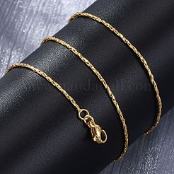 真鍮ツイストボストンリンクチェーンネックレス（女性用）  304ステンレススチール製カニカン付き  ラックめっき  鉛フリー＆カドミウムフリー  長持ちメッキ  18KGP本金メッキ  17.72インチ（45cm）&nbsp;NJEW-D302-60G