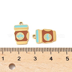 304ステンレススチールエナメルチャーム  イオンプレーティング（ip）  ゴールドカラー  コーヒー  15x9.5x1mm  穴：1.5mm&nbsp;STAS-R168-01B-G
