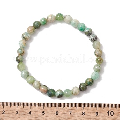 天然グリーンラインジャスパーラウンドビーズストレッチブレスレット（女性・男性用）  ビーズ：6.5mm  内径：2.26インチ（5.75cm）&nbsp;BJEW-JB13525