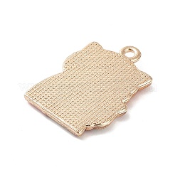 合金エナメルチャーム  ライトゴールド  猫のチャーム  パールピンク  22x16x2mm  穴：1.6mm&nbsp;ENAM-M060-01KCG-06
