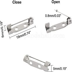 304 ステンレス ピン ブローチ バック バー 金具  ステンレス鋼色  19x5x5mm  ピン：0.8mm  50個/箱&nbsp;STAS-UN0009-18P
