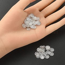 アイアン製ビーズキャップ  マルチ花弁  銀  9mm  穴：1.5mm&nbsp;IFIN-YW0001-69S