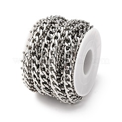 304ステンレススチールアズキチェーン  溶接されていない  スプールで  ステンレス鋼色  10x10.5x2.5mm&nbsp;CHS-K017-06P