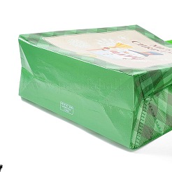 クリスマステーマラミネート不織布防水バッグ  ヘビーデューティストレージ再利用可能なショッピングバッグ  ハンドル付き長方形  ライム  雪だるま模様  26.2x22x28.8cm&nbsp;LS-ABAG-B005-02B-03
