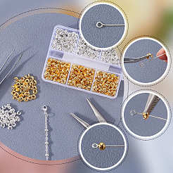 真鍮クリンプビーズカバー600色2個  ニッケルフリー  ゴールデン＆シルバー  4mm  穴：1.5mm  300個/カラー  600個/セット&nbsp;KK-SP0002-32
