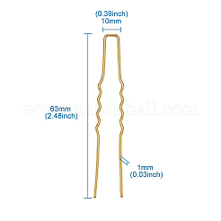 ヘアアクセサリーアイロンかんざしヘアフォークパーツ  ゴールドカラー  63x10x1mm&nbsp;OHAR-TAC0002-01G