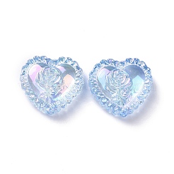 UVメッキレインボー虹色アクリルビーズ  バラとハート  ミックスカラー  27.5x25x9.5mm  穴：3.2mm&nbsp;X-OACR-P016-02