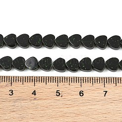 合成グリーンゴールドストーン金砂石ビーズ連売り  ハート  6x6x3mm  穴：0.9mm  約65個/連  14.25''（36.2センチメートル）&nbsp;GG-CBA199E-B03-02