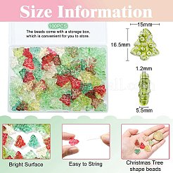 100個の透明なガラスビーズ  クリスマスツリー  ミックスカラー  16.5x15x5.5mm  穴：1.2mm&nbsp;GLAA-CJ0002-25
