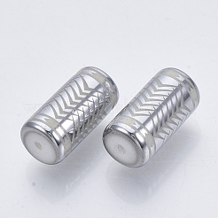 電気メッキガラスビーズ  シェブロン模様の列  銀  20x10mm  穴：1.2mm  約50個/袋&nbsp;EGLA-N003-04F