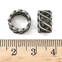 304ステンレススチールビーズ  大穴ビーズ  中空柱  アンティークシルバー  11x7mm  穴：9mm&nbsp;STAS-Z147-17AS