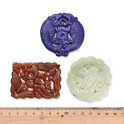天然岫岩翡翠パーツキット  混合形状  混合図形  34.5~62x41~65x4.5~7mm  穴：1.6~6.8mm&nbsp;GG-CBA04B0-02