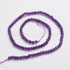 ラウンド天然のアメジスト天然石ビーズ連売り  4mm  穴：0.8mm  約88~90個/連  14.9インチ&nbsp;G-J333-01-4mm