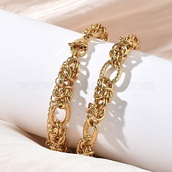 9.5mm 304ステンレススチール製ビザンチンチェーンネックレス（女性・男性用）  イオンプレーティング（ip）  ゴールドカラー  16.22インチ（41.2cm）&nbsp;NJEW-Z115-04G