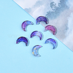 ガラスチャーム  金箔  ムーン/三日月  ライラック  16x11.5x3mm  穴：1mm  100個/箱&nbsp;GLAA-CJ0001-09