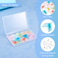 DIY 魚のしっぽ樹脂ペンダント ダングルイヤリング作成キット  ミックスカラー  32x29x4mm  穴：1.6mm&nbsp;DIY-TA0010-71