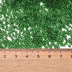 透明な色のガラスの丸いシードビーズ  グリーン  2~2.5x1.5mm  穴：1mm  約28125個/ポンド&nbsp;SEED-B001-06A-07