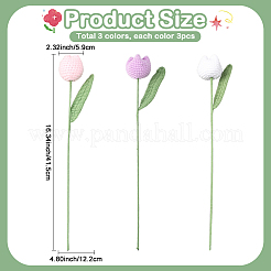 鉄線入り人工チューリップフラワー9個（3色）  diyの工芸品の結婚式の家の装飾のため  ミックスカラー  413~415x122x59mm  3個/カラー&nbsp;AJEW-SC0031-42B