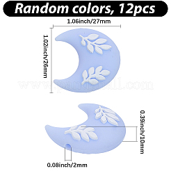 12個のシリコンビーズ  ムーン  ミックスカラー  26x27x10mm  穴：2mm&nbsp;SIL-BM0001-03