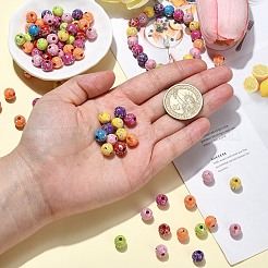 メッキアクリルビーズ  シルバーライン入り  花の丸  ミックスカラー  8mm  穴：2mm&nbsp;PACR-YW0001-19
