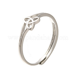 女性のための真鍮の調節可能なリング  結び目  プラチナ  6.5mm  内径：19.5mm&nbsp;RJEW-R005-05P