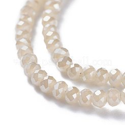電気メッキガラスビーズセット  イミテーション翡翠  フル虹メッキ  ファセットロンデル  貝殻色  4x3mm  穴：1mm  約115個/連  15インチ&nbsp;EGLA-P018-4mm-FR-A06