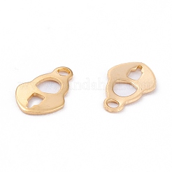 ステンレススチールチャーム201個  レーザー切断  ロック  18KGP本金メッキ  10x6.5x0.5mm  穴：1.4mm&nbsp;LS-STAS-B001-09G
