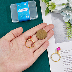 アルミ合金の指輪の部品  4 つのプロング リングのセッティング  スエード生地スクエアシルバー磨き布付き  ゴールドカラー  内径：19~19.5mm  1個/スタイル&nbsp;FIND-DC0006-70G