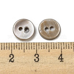 淡水シェルボタン  2穴  フラットラウンド  グレー  9x1~2mm  穴：1.5mm&nbsp;SHEL-C005-01A-04