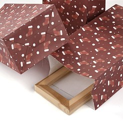 クリスマスイブのテーマ長方形紙キャンディーバッグ  ハンドルなし  ステッカー付き  ギフト＆食品用ラップバッグ用  インディアンレッド  クリスマスの靴下の模様  27x15x9.7cm  6個/袋&nbsp;CARB-G007-01D
