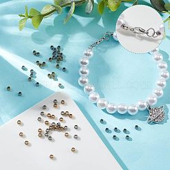 304ステンレススチールスペーサービーズ  ラウンド  ゴールデン·ステンレス鋼色  3x2mm  穴：1.6mm  200個/箱&nbsp;STAS-UN0005-11