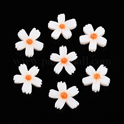 天然淡水シェルビーズ連売り  エナメル  花  ホワイト  14x14.5x4.5mm  穴：0.9mm&nbsp;X-SHEL-F004-04-01