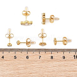 バレンタインデー向け、304ステンレススチールとクリスタルラインストーンを使用した女性用スタッドピアス3ペア  フラワー＆フラットラウンド  ゴールドカラー  3.5~6.5x3.5~10mm&nbsp;EJEW-G470-01G