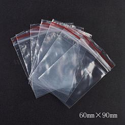 再封可能なプラスチック製包装袋  トップシール  セルフシールバッグ  長方形  レッド  9x6cm  片側の厚さ：1.8ミル（0.045mm）  100個/袋&nbsp;OPP-G001-D-6x9cm