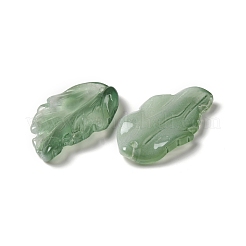 染色および加熱ガラスのペンダント  羽の葉  ミックスカラー  28x17x3.5mm  穴：1.2mm&nbsp;X1-GLAA-B009-06