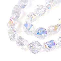 電気メッキ透明ガラスビーズ連売り  ナゲット  透明  11~11.5x8~10x8~10mm  穴：0.8mm  約60個/連  26.38インチ（67cm）&nbsp;EGLA-N017-01A