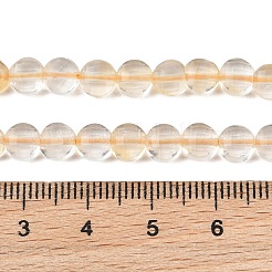天然レモンクォーツ（加熱）ビーズ連売り  フラットラウンド  多面カット  6x4mm  穴：0.6mm  約71個/連  15.43''（39.2センチメートル）&nbsp;GG-NH0007-E01-01