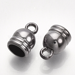 UVメッキABSプラスチックコードエンド  エンドキャップ  ガンメタ色  13.5x9mm  穴：2.5mm  内径：7mm&nbsp;LS-CCB-S162-16C-01