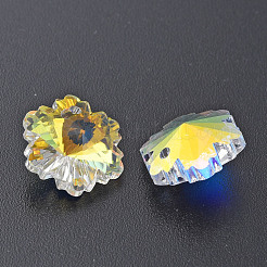 電気メッキガラスチャーム  シルバーメッキのボトム  多面カット  スノーフレーク  クリアAB  14x12.5x7mm  穴：1.4mm  30個/ボードについて  4ボード/ボックス&nbsp;EGLA-N006-015D