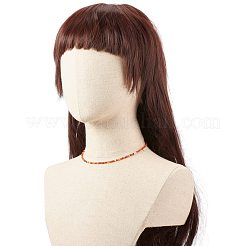 女性のための天然カーネリアンビーズネックレス  304ステンレススチールのロブスタークロウ留め金付き  ラウンド  18.31インチ（46.5cm）  ビーズ：2.5~3.5mm&nbsp;NJEW-JN03789-02