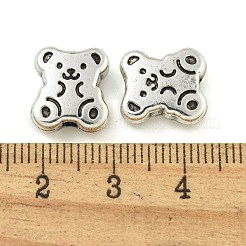 チベット風合金ビーズ  クマ  アンティークシルバー  12.5x11.5x5mm  穴：2mm  約349個/1000g&nbsp;FIND-M056-08AS