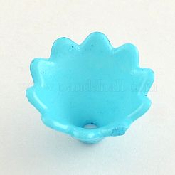 不透明なアクリルフラワービーズキャップ  マルチ花弁  ミックスカラー  15x10mm  穴：2mm&nbsp;X-SACR-Q099-M81